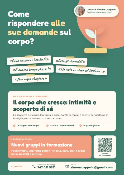 Locandina dell'incontro Il corpo che cresce: intimità e scoperta di sé