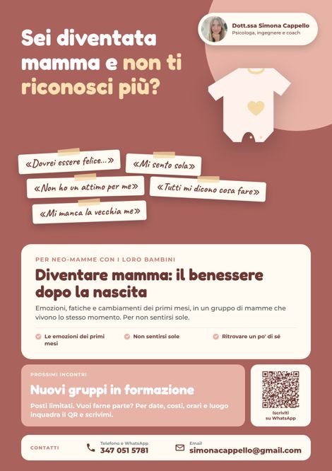 Locandina dell'incontro Diventare mamma: il benessere dopo la nascita