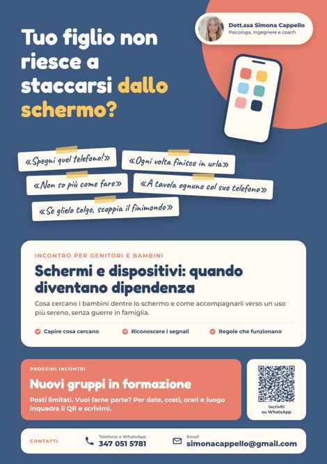 Locandina dell'incontro Schermi e dispositivi: quando diventano dipendenza